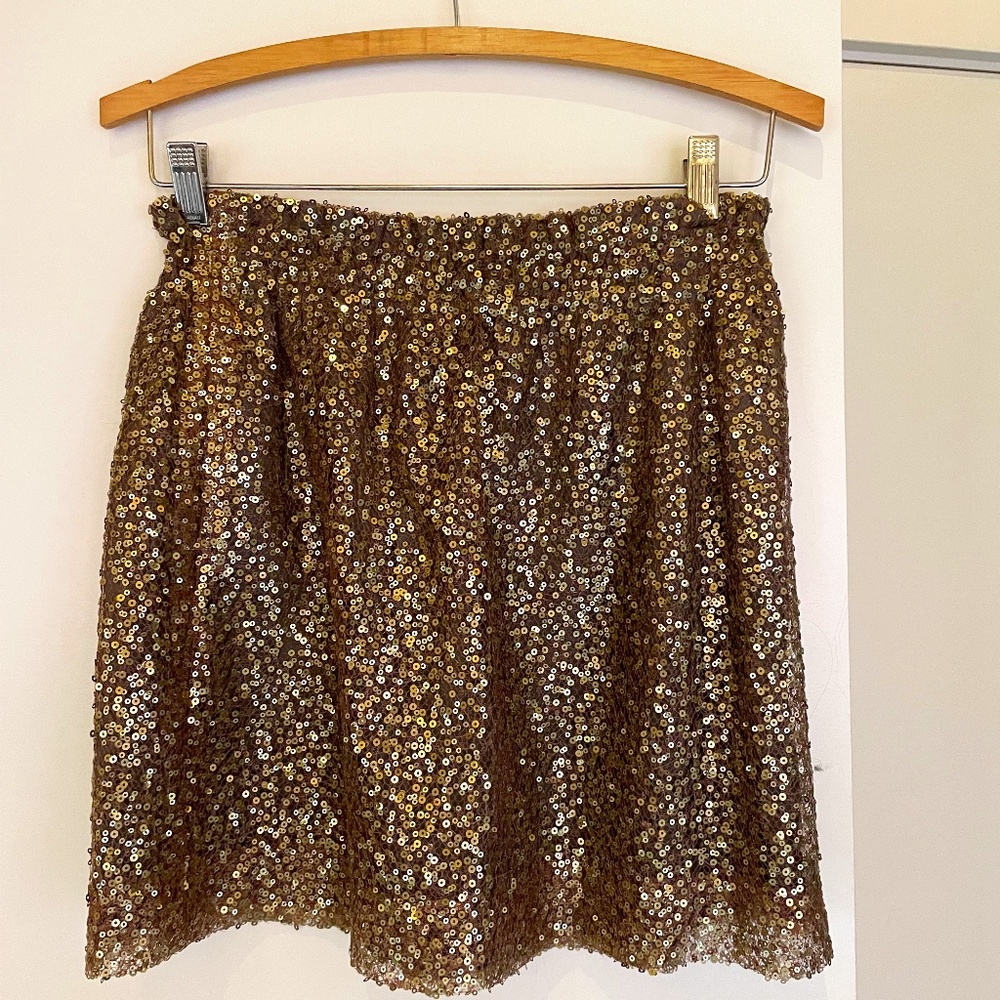 J. Crew Gold Sequin Mini Skirt size 6